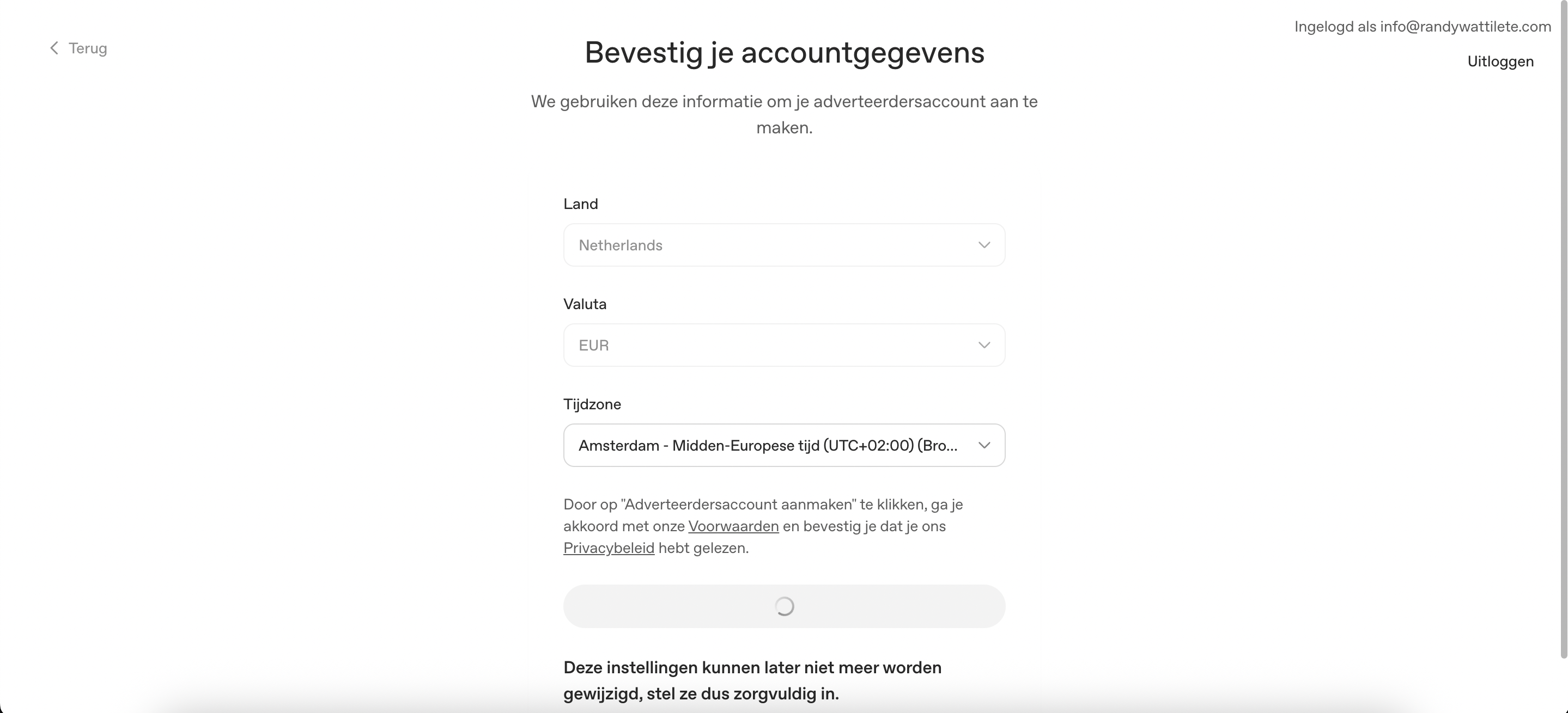 Land, valuta en tijdzone kiezen